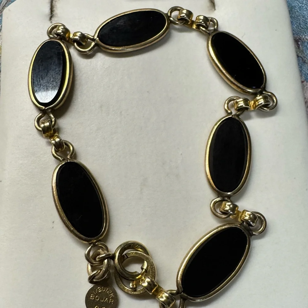 12K Gold Filled Black Onyx Bracelet